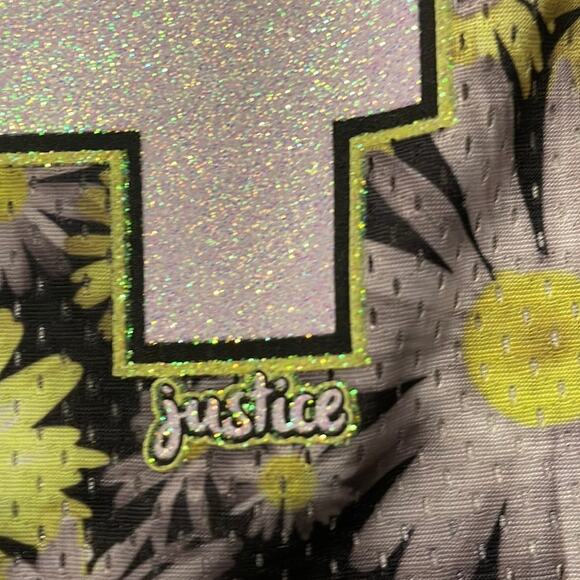 Justice Girls Mesh Jersey Tee Sz 7 Glitter HAPPY 04 Daisies Floral Shirt - Picture 4 of 7